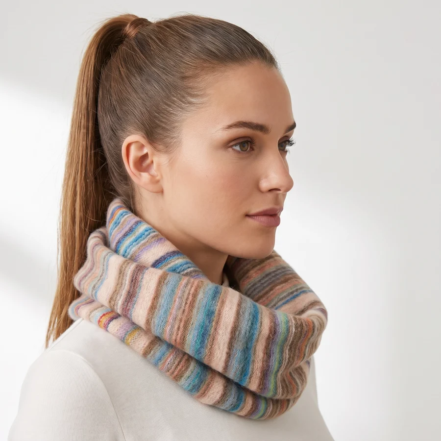 Alternative view of Striped Infinity Fall Scarf- Case of Four