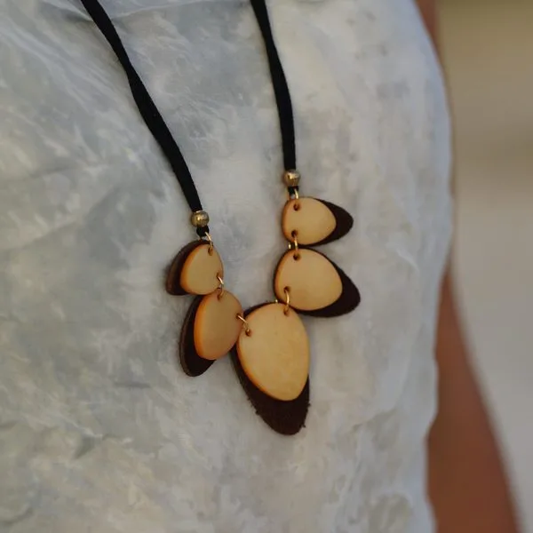 Tagua & Seed Leather Cord Necklaces – Case of Four – view 3