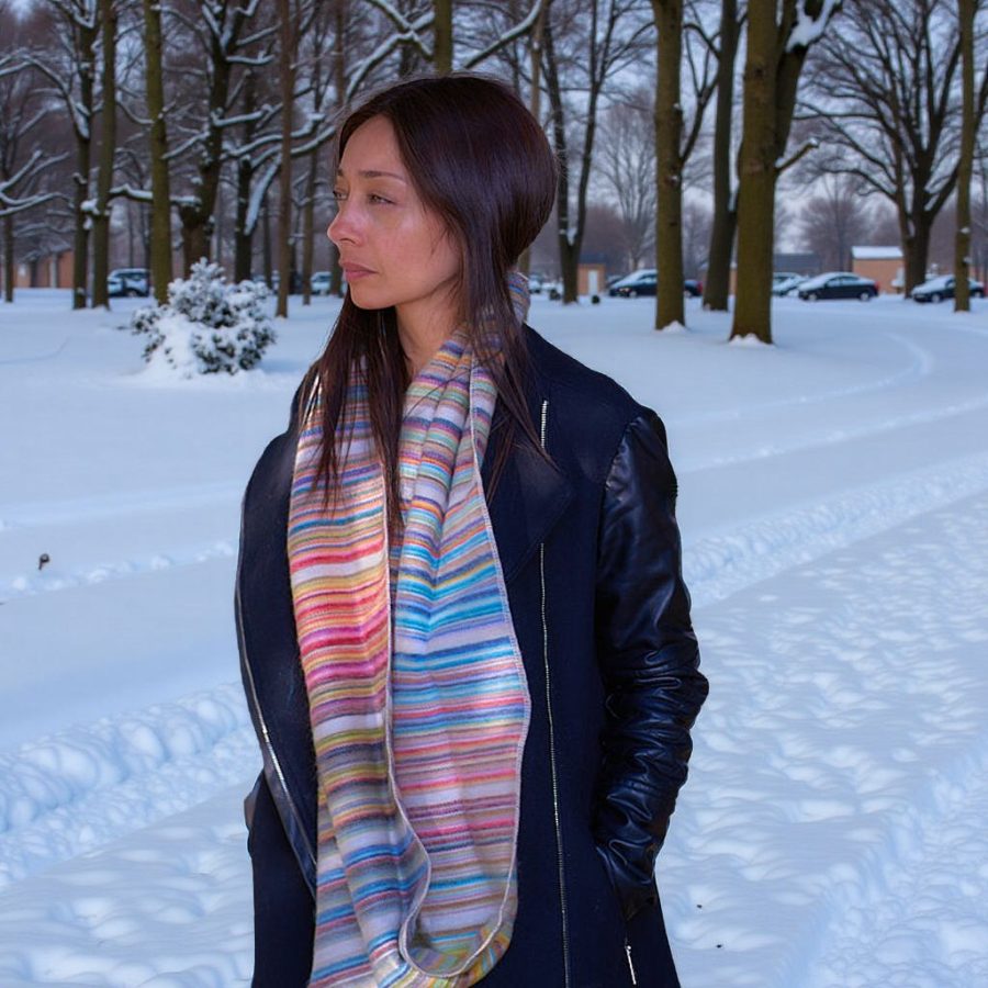 Alternative view of Striped Infinity Fall Scarf- Case of Four