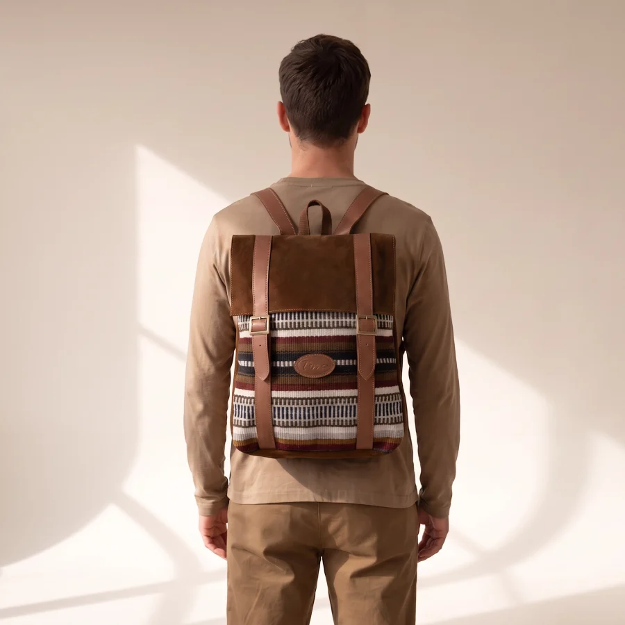Alternative view of Leather + Suede Slim Backpack - Case of One