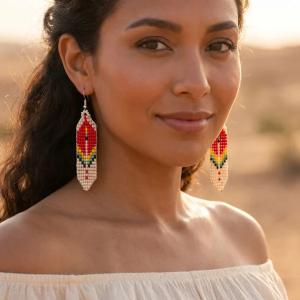 Medium Glass Beaded Earrings – Ombre Designs, Case of Four – view 4