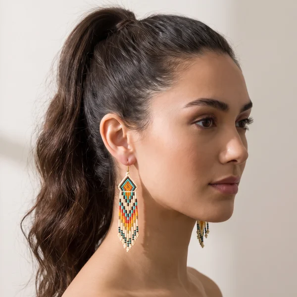 Medium Glass Beaded Earrings – Ombre Designs, Case of Four – view 14