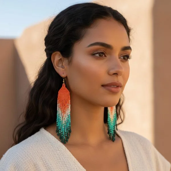 Medium Glass Beaded Earrings – Ombre Designs, Case of Four – view 8