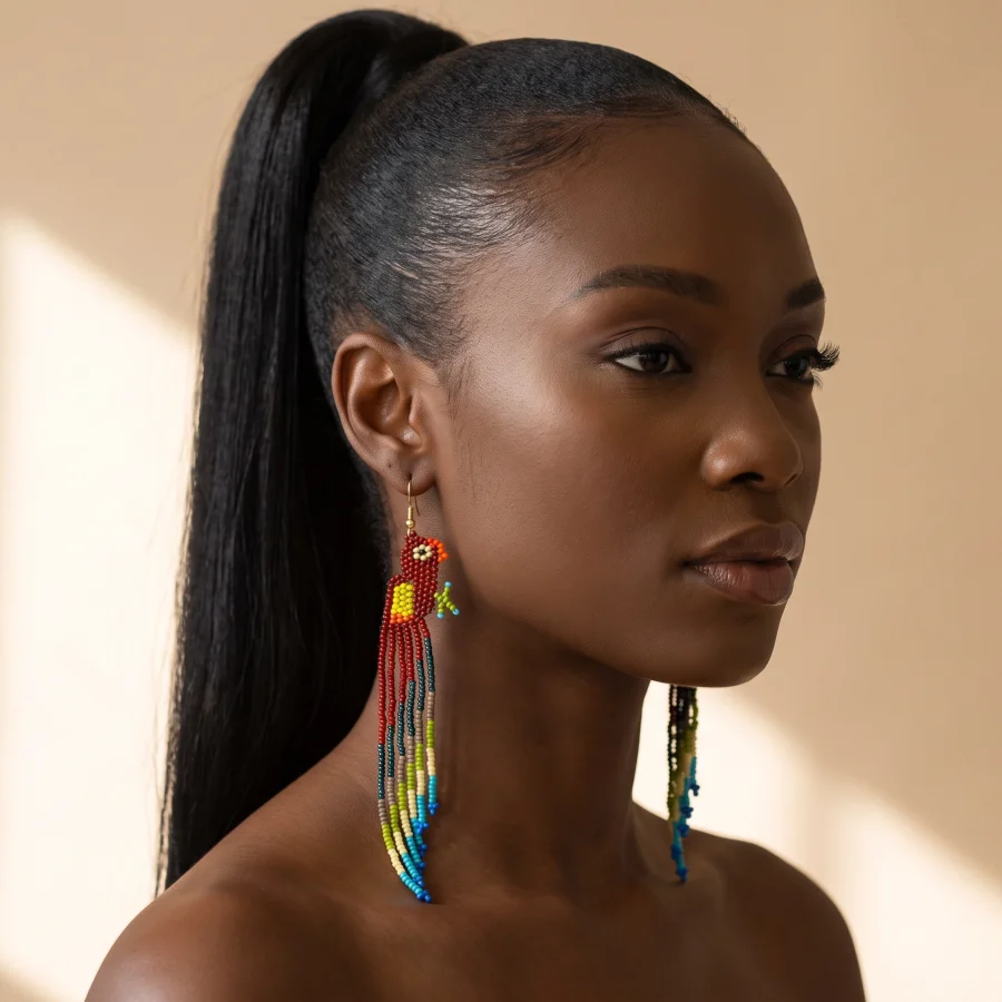 Alternative view of Large Beaded Earrings $24.95 - $13.72 pair - Case of Four