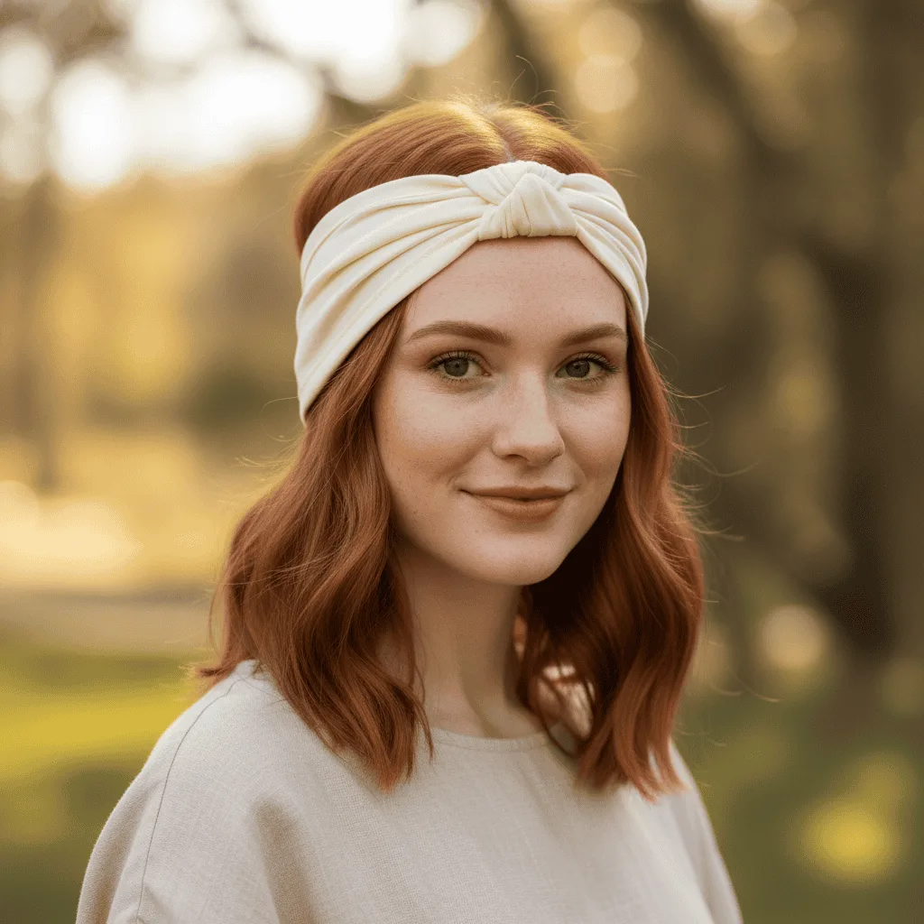 Cream knot headband