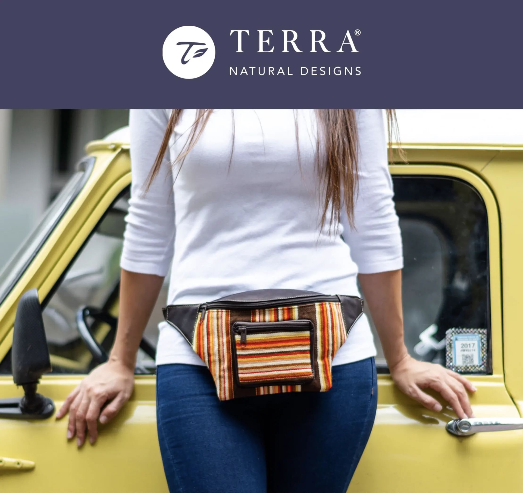 Terra belt bag with handwoven textile