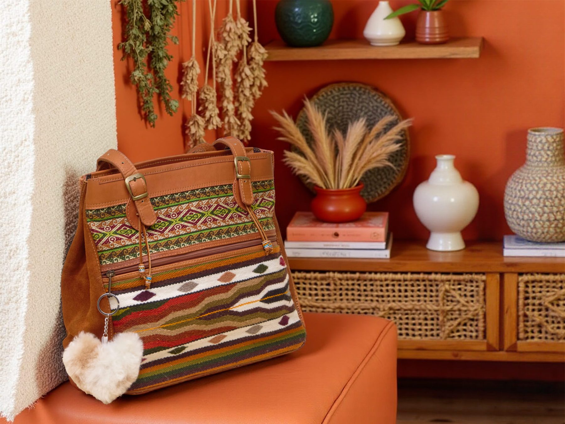 Suede + Leather Bucket Tote