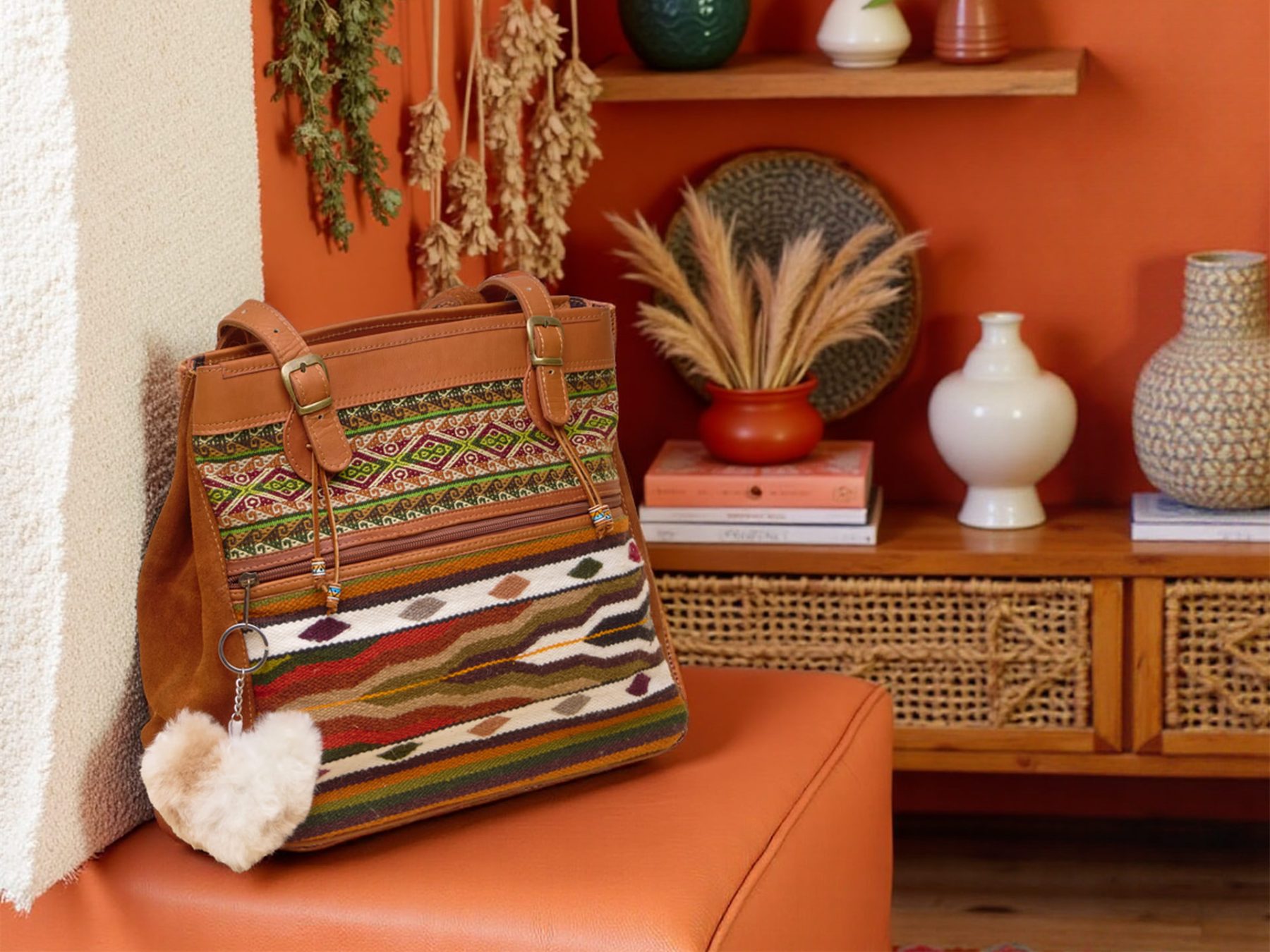 Suede + Leather Bucket Tote 2