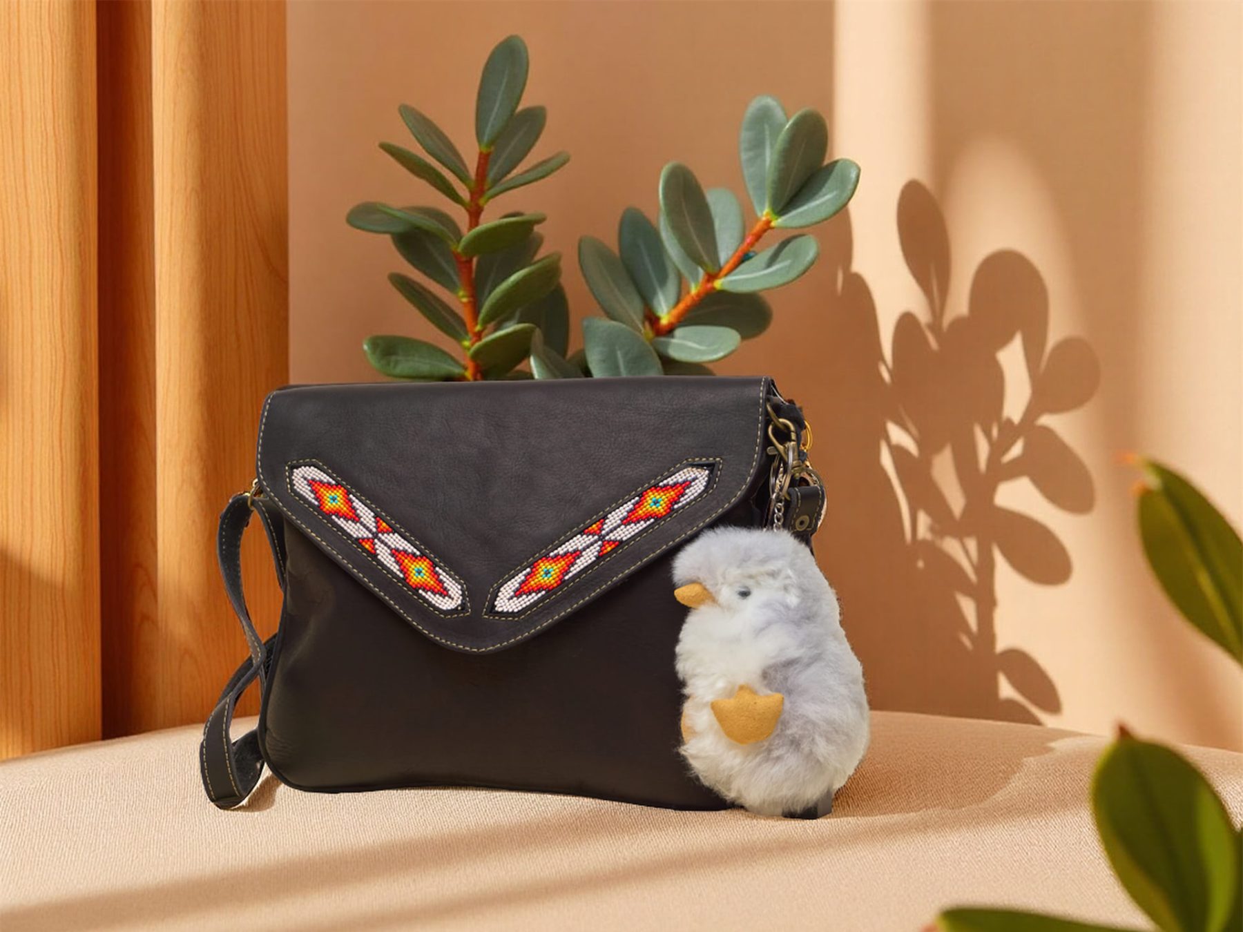 Beaded Leather Purse
