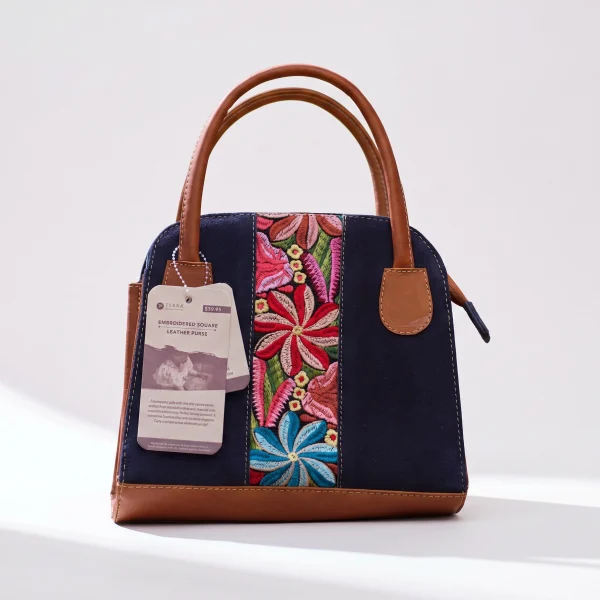 Embroidered Square Leather Purse – Case of One – image 3
