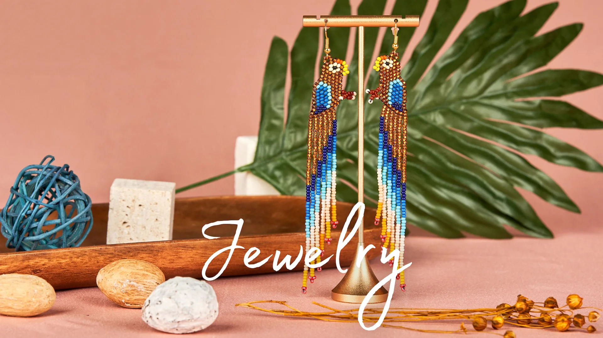 Seed and tagua jewelry on display