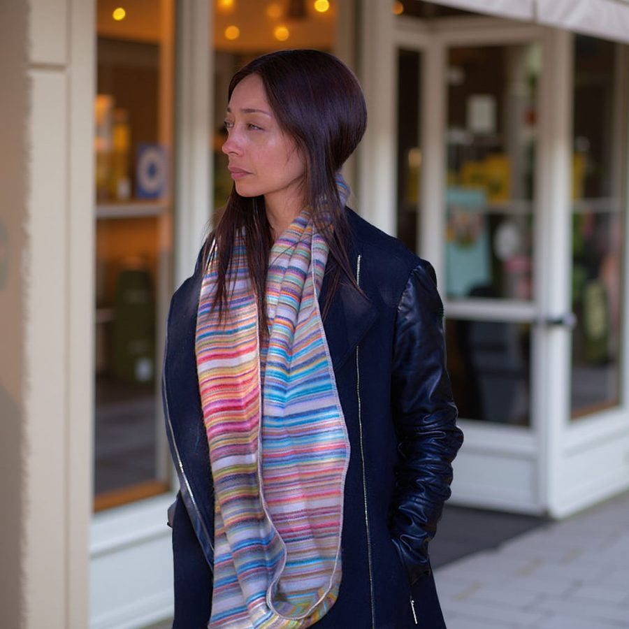 Alternative view of Striped Infinity Fall Scarf- Case of Four